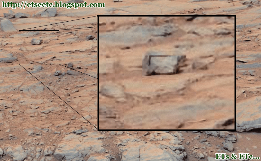 pedra com ângulo reto em Marte